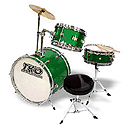TKO 3-piece Junior Drum Set with Throne - Metallic Green Finish