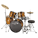 Percussion Plus Deluxe Beginner 5-Piece Drum Set w/ Cymbals and Throne - Metallic Bronze