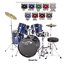 Percussion Plus Deluxe Beginner 5-Piece Drum Set w/ Cymbals and Throne - Midnight Blue