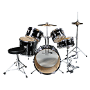 Percussion Plus 5-piece Junior Drum Set w/Hi-hat - Black
