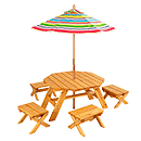KidKraft Octagon Table Set & 4 Stools with Striped Umbrella