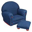 KidKraft Upholstered Rocker & Ottoman - Denim