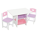 KidKraft Heart Table & Chair Set with Pastel Bins