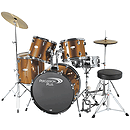 Percussion Plus Deluxe Beginner 5-Piece Drum Set w/ Cymbals and Throne - Metallic Bronze